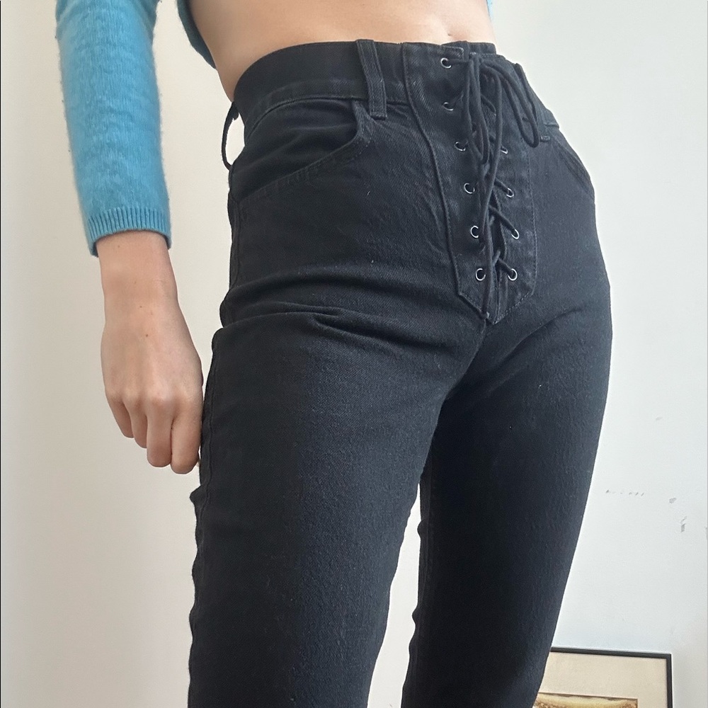 REFORMATION Black Jeans (Front Tie)